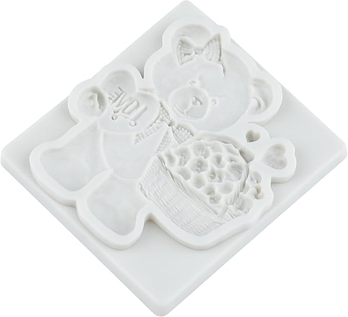 Bear Silicone Fondant Molds Bear Chocolate Candy Mold For Teddy Bears Cake Decoration Wedding Birthday Party Cupcake Topper Polymer Clay Gum Paste Set of 4