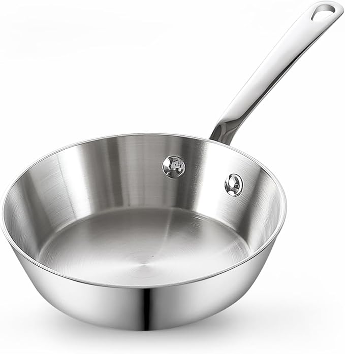 Cooks Standard Stainless Steel Butter Warmer, 4.7 Inch Multi-Ply Clad Mini Omelette Egg Frying Pan, Butter Melting Pot Small Sauce Pot for Cooking, Camping