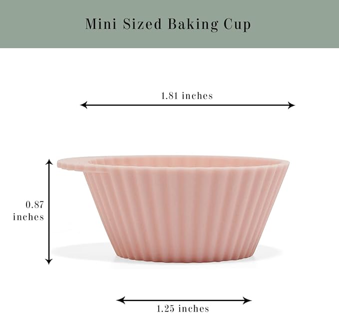 The Silicone Kitchen Reusable Silicone Baking Cups Silicone Muffin Liners for Cupcakes, BPA Free, Mini, 24 Pack, Pink Gray Blue