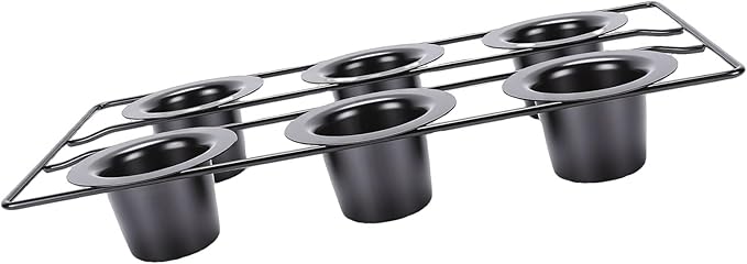 HEEPDD 6 Cup Popover Pans, Popover Pans Heavyweight Carbon Steel Bakeware Easy to Pan for Pudding Muffins Popovers Baking 6 Cup, Deep Non Stick Sturdy loaf pan