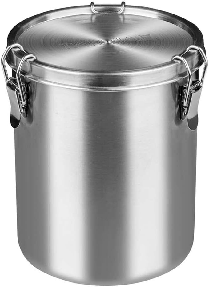 Tanjiae Stainless Steel Coffee Canister | 100% Airtight Metal Food Storage Container with Lid Sealed - Keep Coffee Beans, Sugar, Tea Fresh for Months (56 fl oz)