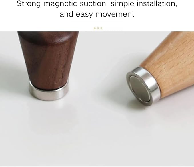 2 PCS Retro Magnetic Hooks, Wrought Iron Wooden Ball Hooks, Creative Punch-Free Storage for Refrigerators, Metal Doors, and Lockers (Beech+Walnut Wood,S)