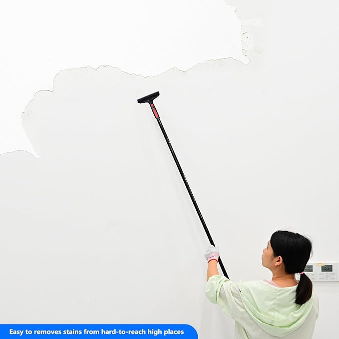 EHDIS Extenble Razor Blade Scraper, 16''-58'' Long Handle 6" Wide Blade Scraper Tool with 10 Double-Edge Blades for Cleaning Paint, Caulk, Adhesive,Painting, Tile, Floors, Ice Scraper (068-pro)