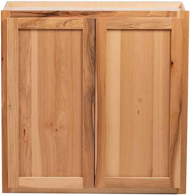 Quicklock RTA (Ready-to-Assemble) 42" Tall Wall Kitchen Cabinets - Shaker Style | 100% Hardwood | Made in America | Soft Close Hardware (12" D x 27" W x 42" H, Rustic Hickory)