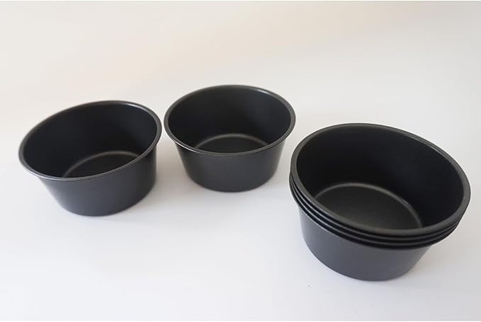 6PCS Carbon Steel Popover Pans, Nonstick Mini Yorkshire Pudding Pan, Muffin Cupcake Pans, Individual Egg Tart Molds, Baking Round Cake Cup - Black (3.1" x 1.4")