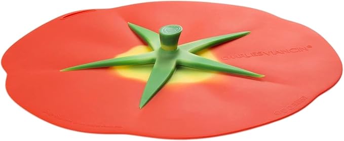 Charles Viancin - Tomato Silicone Lid for Food Storage and Cooking - 11''/28cm - Airtight Seal on Any Smooth Rim Surface - BPA-Free - Oven, Microwave, Freezer, Stovetop and Dishwasher Safe