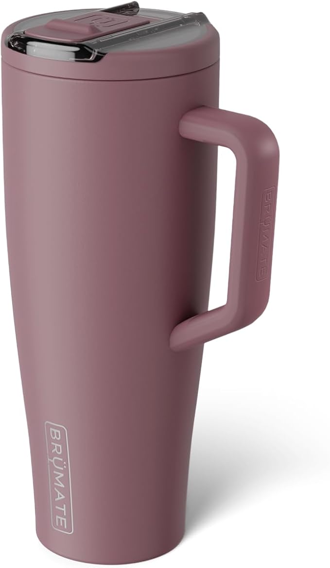BrüMate Era Flip 40oz Tumbler with 100% Leakproof Covered Straw Lid | Hygienic Covered Straw | Insulated Stainless Steel Water Bottle with Handle | Cup Holder Friendly | BPA-Free (Rose Taupe)