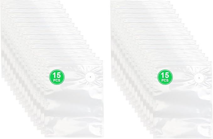 30 PCS Reusable Vacuum Sealer Bags for Food, 10x13 Inch Vacuum Storage Bags with Air Valve, Compatible with Most Handheld Food Saver Machines for Freshness Preservation & Sous Vide