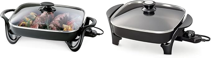 Presto 06852 16-Inch Electric Skillet with Glass Cover & 06626 11 inch Electric Skillet w/glass lid