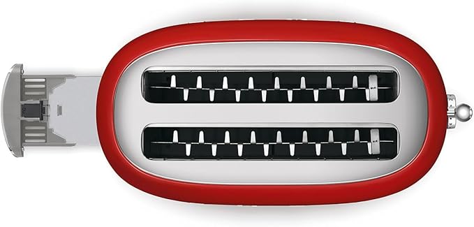 Smeg 50's Style Retro Aesthetic 4 Slice Toaster 6 Presets with 2 Extra Wide Slots, Red
