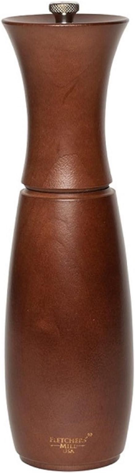 Fletchers' Mill Border Grill Salt Mill, Walnut Stain - 8 Inch, Adjustable Coarseness Fine to Coarse, MADE IN U.S.A.