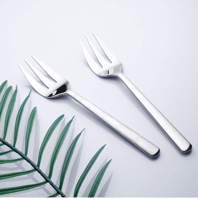 Serving Platters Forks Stainless Steel Buffet 9 inch Utensils Cake Butter Pastry Servers (4 pcs serving forks)