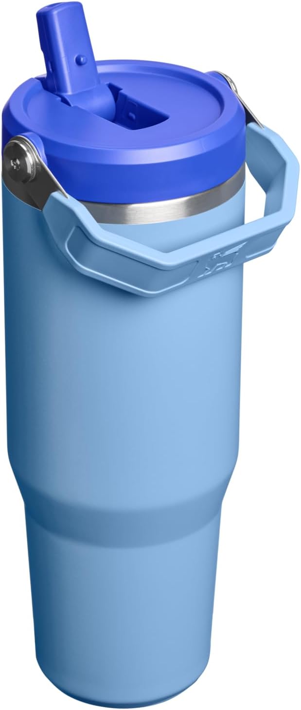 STANLEY IceFlow 2.0 Flip Straw Tumbler with Handle 30 oz | Twist On Lid and Flip Up Straw | Leakproof Water Bottle | Insulated Stainless Steel | BPA-Free | Blue Sky