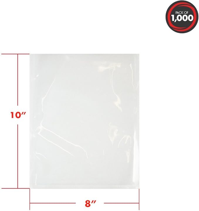 UltraSource - Chamber Machine Pouches 3 Mil Thickness, 8" x 10", Pack of 500 Vacuum Chamber Pouches, BPA-Free Pre-Cut Chamber Vacuum Sealer Bags with tear notch
