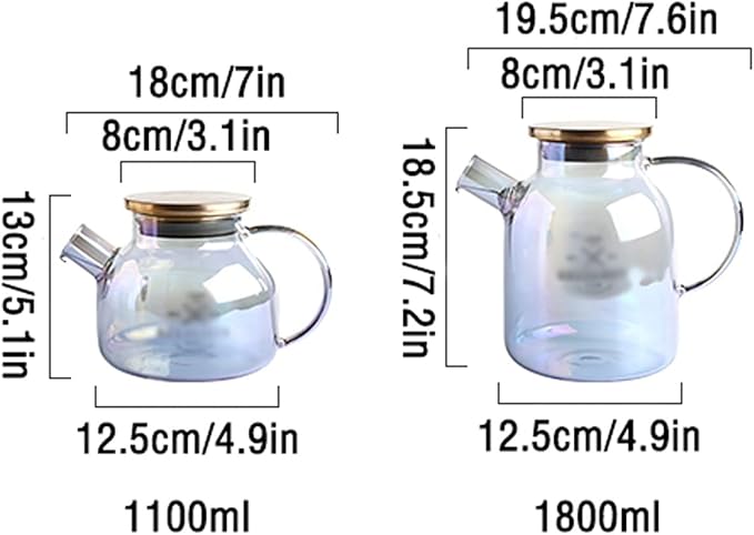 Pitcher Glass Pitcher with Spiral Filter High Temperature Resistant Kettle with Lid Large Capacity Teapot with Anti-scald Handle Hot/Cold Water Carafe (Size : CH)