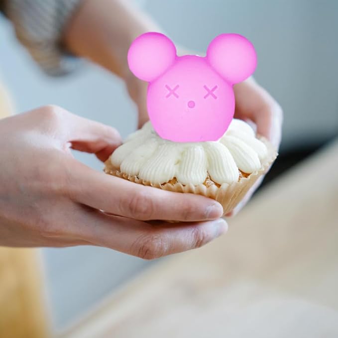 2 Pack Cute Bear Molds Silicone 6 Cavity 3D Cartoon Bear Themed Baking Mould Tray DIY Tool for Baby Shower Birthday Party Chocolate Cake Mousse Pastry Soap Crayons Cupcake Topper