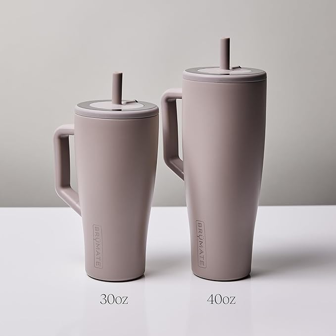 BrüMate Era 40 oz Tumbler with Handle and Straw | 100% Leakproof Insulated Water Bottle Tumbler with Lid and Flexible SoftSip Straw | Made of Stainless Steel | Cup Holder Friendly | 40oz (Primrose)