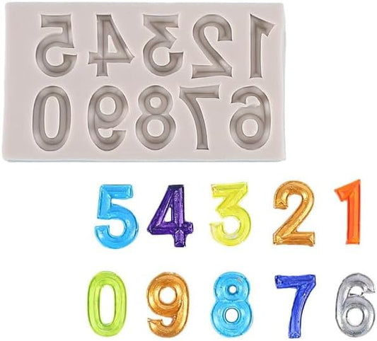 Gray Silicone Fondant Molds 3D Number 0-9 Fondant Chocolate Baking Molds For Cake Decorating Cupcake Topper Candy Chocolate Gum Paste Polymer Clay Fondant and Gum Paste Molds Pastry and Baking