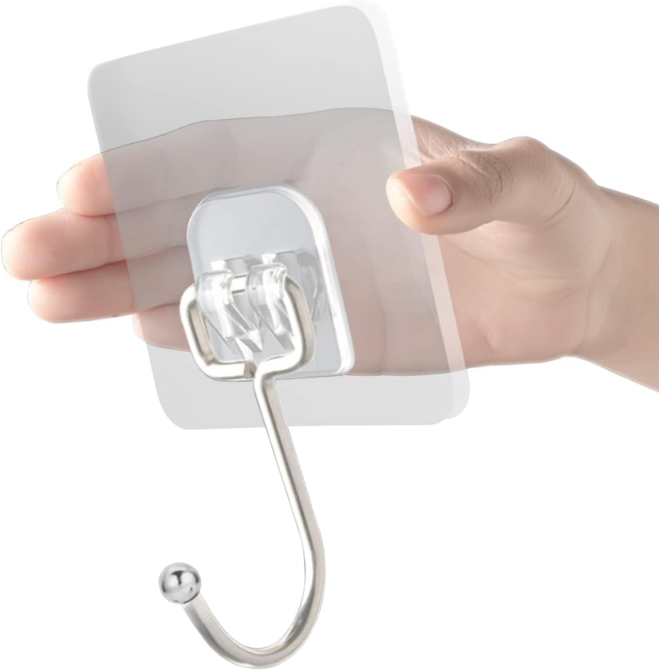 EKE 12 Pack of Large Adhesive Hook Wall Hooks with 40Ib Load Capacity (max) for Hanging Stainless Steel Towels and Coats, Suitable for Kitchens, bathrooms, Homes and Offices (12).