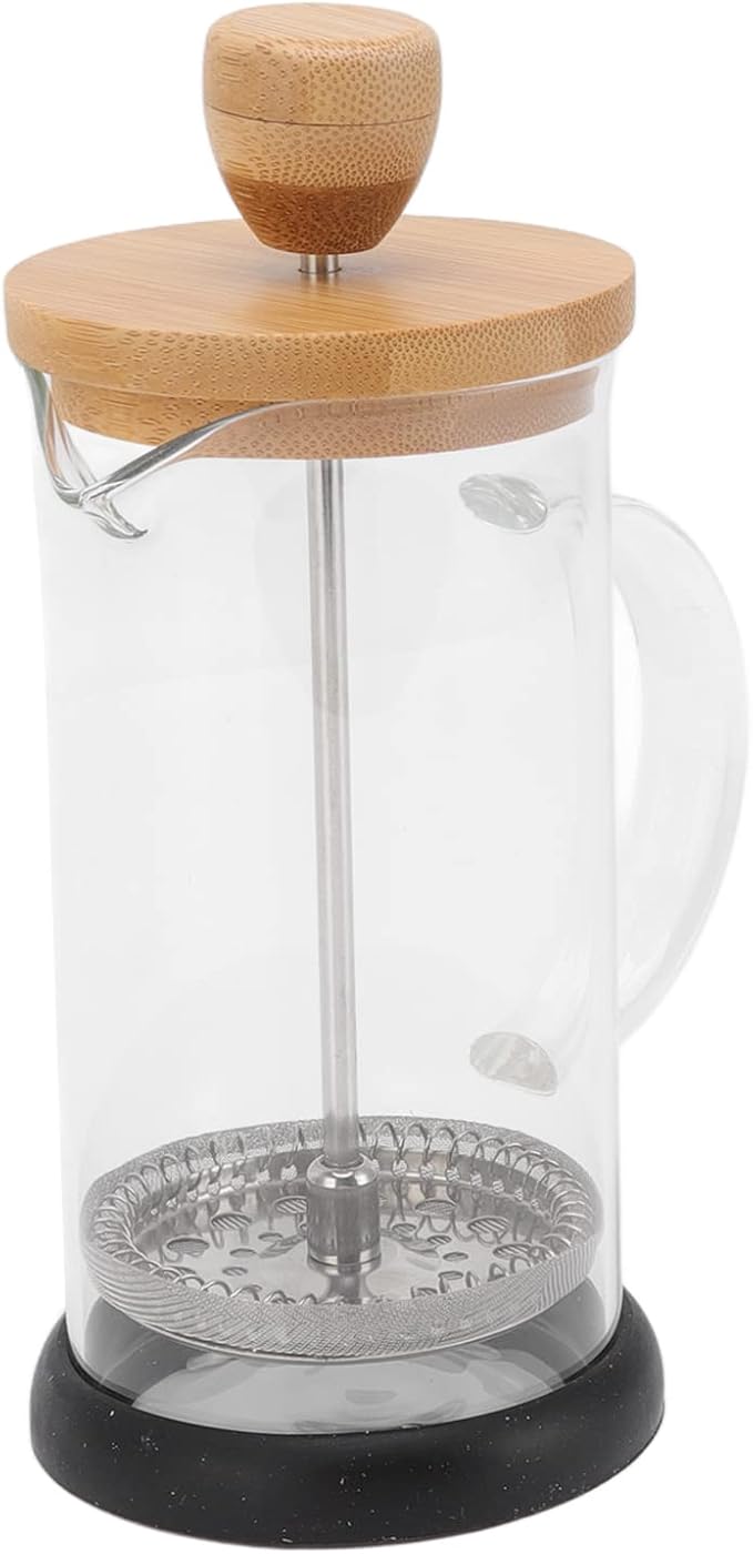 Heat Resistant Hand Brewing Filter French Press Borosilicate Borosilicate Tea Cafe Brewing Pot for Office Use (350ml Bamboo Cover)