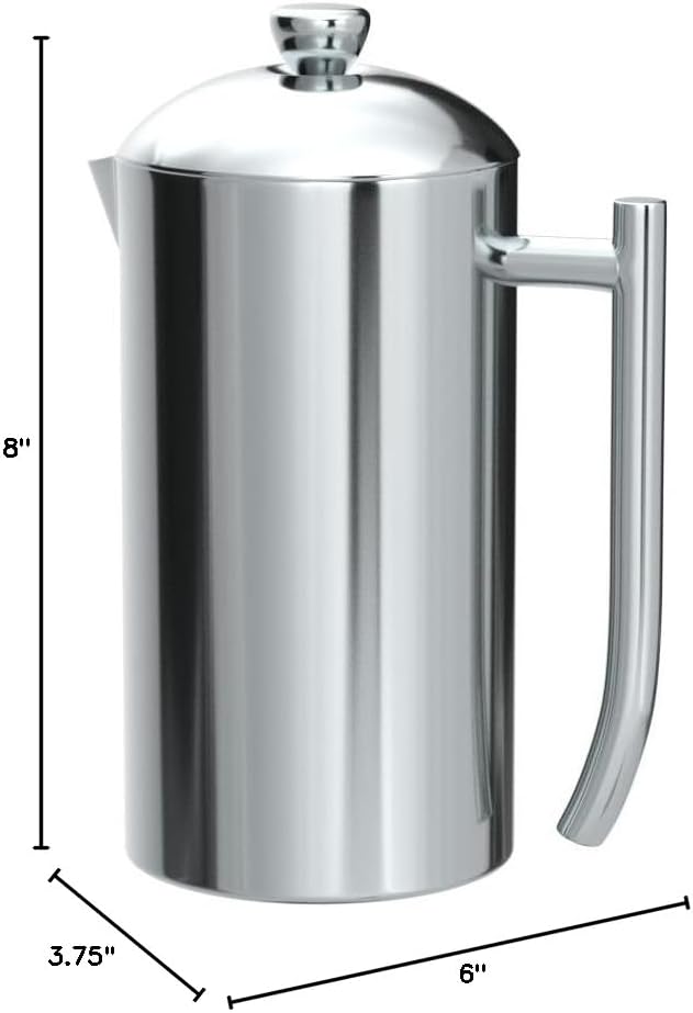 Frieling Double-Walled Stainless-Steel French Press Coffee Maker, Polished, 23 Ounces