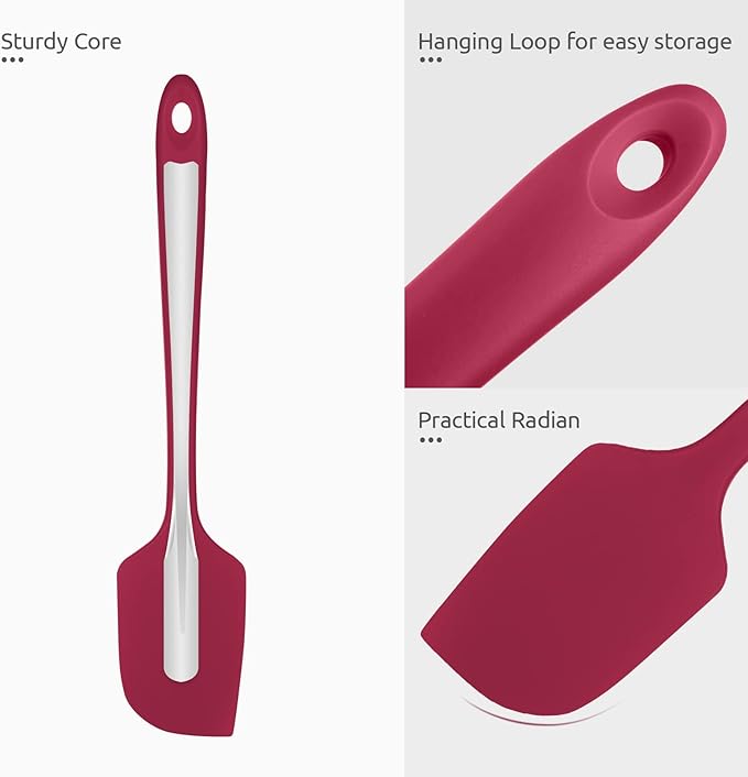 U-Taste 11.38" Silicone Baking Spatula: 480ºF Heat Resistant Food Grade Flexible Rubber Kitchen Bowl Scraper, Seamless Pastry Spreader for Mixing Stirring Scraping in Nonstick Cookware (Red)