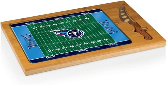 PICNIC TIME NFL Football Field Icon Glass Top Cutting Board & Knife Set, (Parawood & Bamboo)