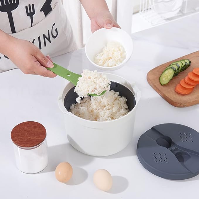 Microwave Rice Cooker, 2L Microwave Rice Steamer Pasta Cooker, Food Grade PP Microwave Rice Cooker, Strainer and Steamer Pot Set,4PCS(COLOR:green), 22351075