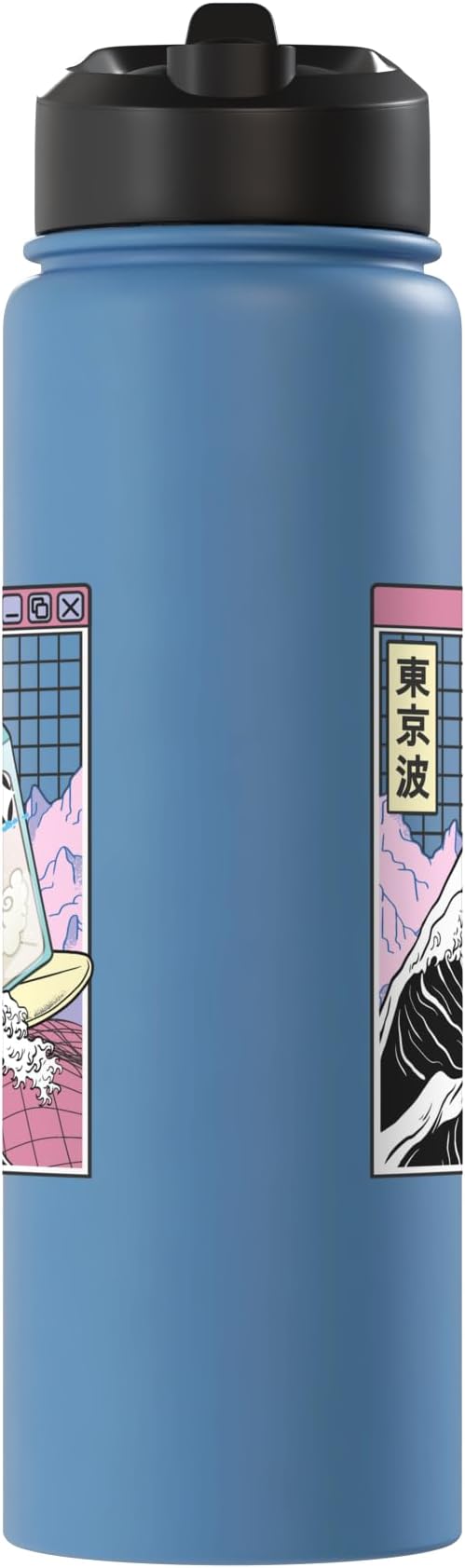 Surfing Milk Carton Kanagawa Wave Kawaii Anime Vaporwave Stainless Steel Insulated Water Bottle