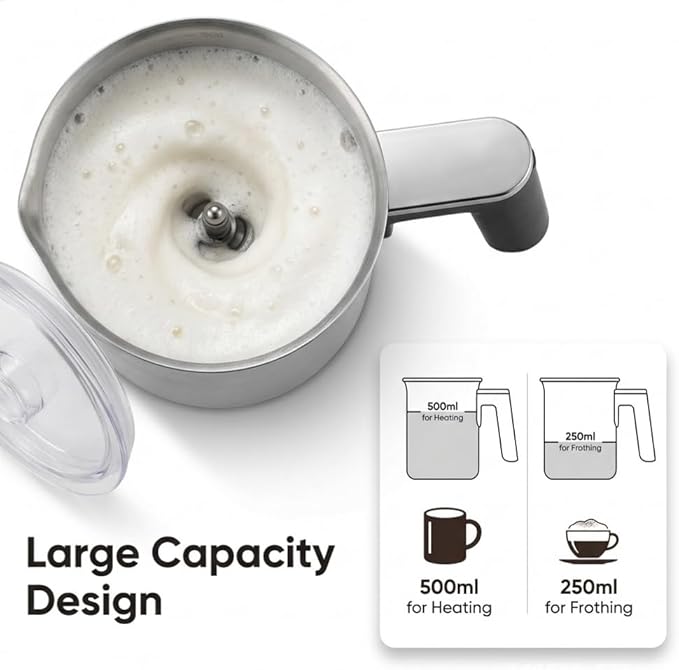 Pleriadon Electric Milk Frother & Steamer – Perfect for Coffee, Lattes, and Hot Chocolate at Home