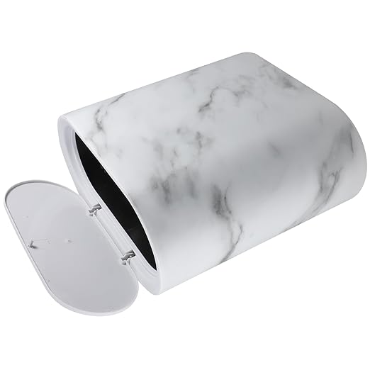 MAGICLULU Marble Wastebasket with Lid Plastic Trash Can Narrow Garbage Bin for Bathroom Kitchen Bedroom Home Organization