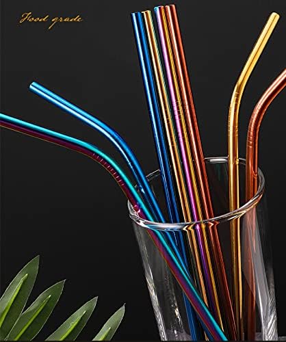 Blue Reusable Metal Straight Straws 100Pcs in Bulk Order (8.5" Long, Blue-100pcs Straight)