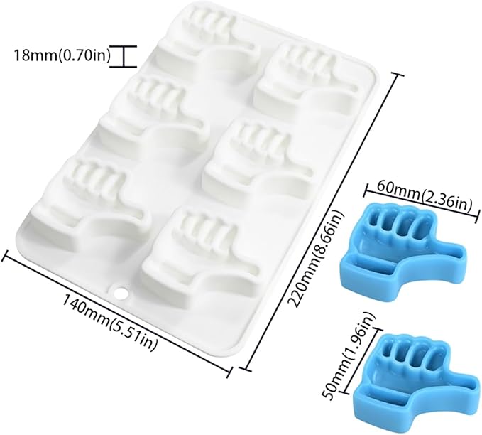 Food-Grade Silicone Thumb Molds, Non-Stick Baking Pan Mold for Chocolate, Candy, Jelly, Ice Cube, Muffin (H_ Thumb)