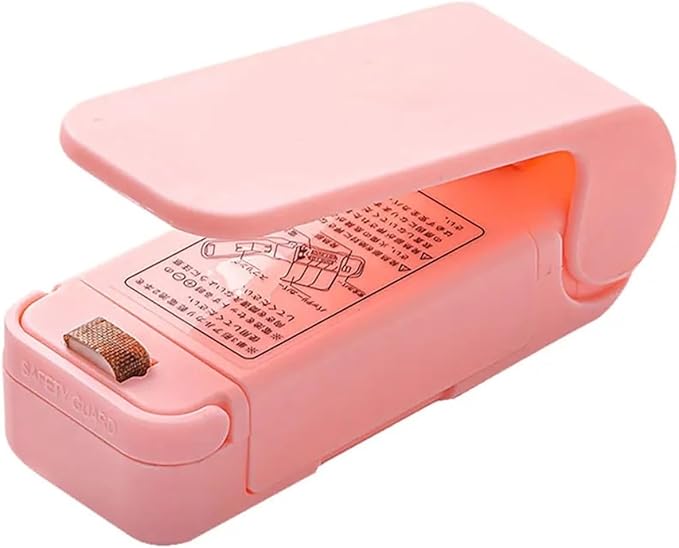 Sealing Machine, 10pcs Mini Heat Bag Packaging Sealer Portable Plastic Bag Clip Sealing Machine Food Storage Seal Snack Sealing Kitchen Gadgets(Pink)