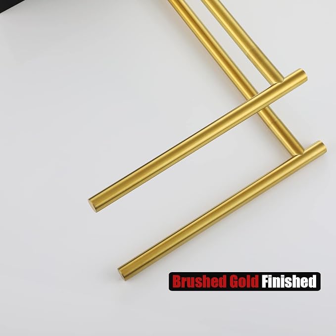 JQK Hand Towel Holder Stand Brushed Gold, Modern Tree Rack Free Standing for Countertop with 12 Inch 2 Bars, 304 Stainless Steel Golden, HTT172-BG