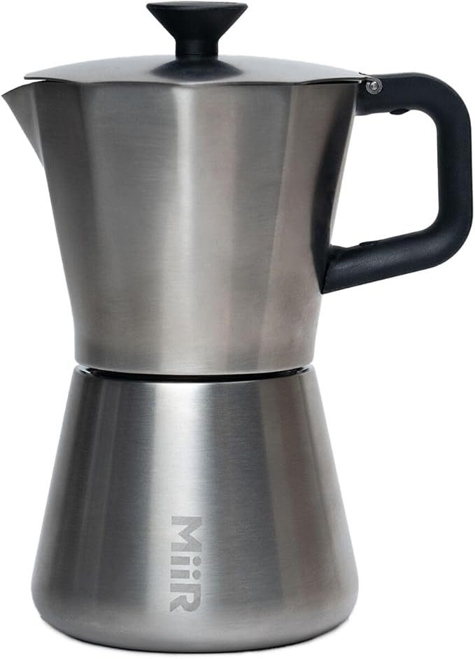 MiiR New Standard Moka Pot, 10oz - Durable Stainless Steel Coffee Maker for Rich Espresso Strength Brew