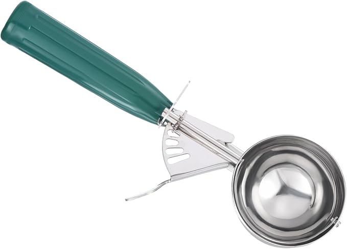 PATIKIL 2.6 Ounce Ice Cream Scoop with Trigger, Stainless Steel Portion Cookie Scoop with Thumb Trigger for Cookie Dough Cupcake Batter Baking, Green 79ML