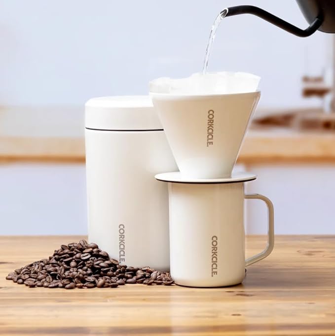 Corkcicle Pour Over Set - Pour Over Coffee Maker for Your Home - Triple-Insulated Stainless Steel Mug - BPA & Phthalate Free - With Non-Slip Silicone Base - Home Barista Set - Ceramic Slate