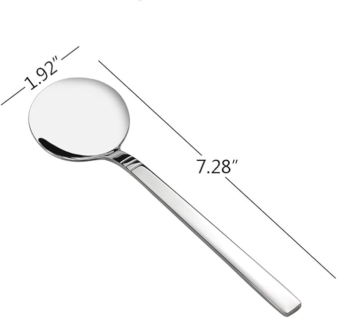 Round Soup Spoon, 12 Pieces Stainless Steel Bouillon Spoons