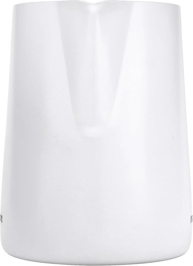 Normcore Milk Pitcher with Sharp Spout - Espresso Steaming Pitcher - Milk Frothing Jug - Espresso Barista Tool - Non-stick coating White - 20.3 oz (600 ml)