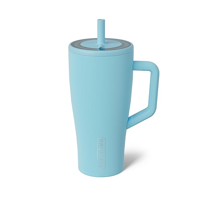 BrüMate Era 30 oz Tumbler with Handle & Straw | 100% Leakproof Insulated Water Bottle Tumbler with Lid & Flexible SoftSip Straw | Made of Stainless Steel | Cup Holder Friendly | 30oz (Glacier)