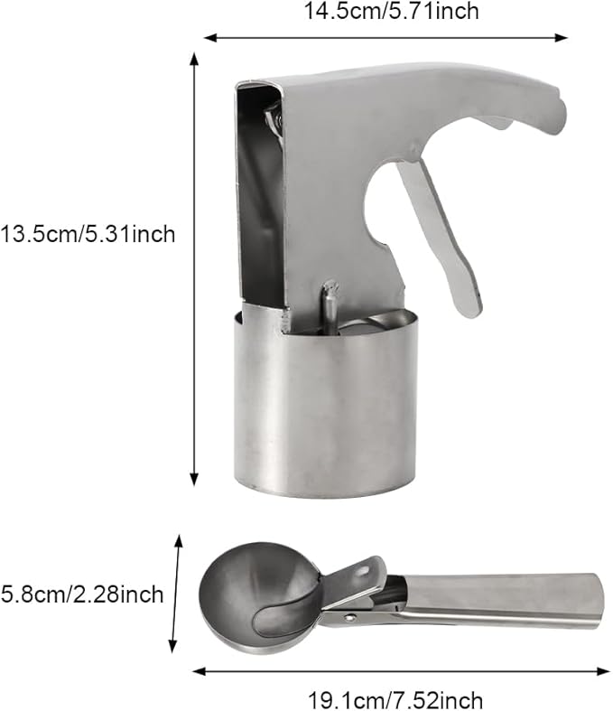 Ice Cream Scoop Set, Stainless Steel Ice Cream Scoop with Trigger Release, Ic-e Crea-m Ball Making Scooper Old Time Cylindrical Scooper for Fruits Mashed Potatoes(COLOR:Silver)