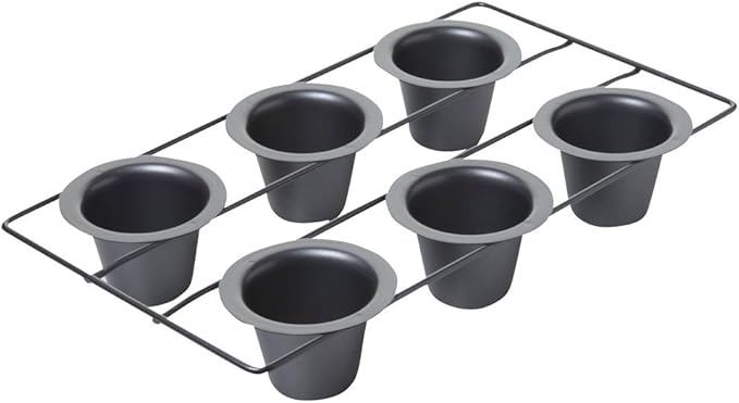 Chicago Metallic 6-Cup Popover Pan,Heavyweight Aluminized Steel with Nonstick Coating,Ideal for Yorkshire Pudding,Muffins,and Popovers,(Pack of 6)