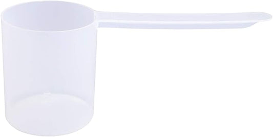 Plastic Measuring Scoop, (80 cc | 1/3 Cup | 2.7 fl oz. | 80 mL) Long Handle Spoons for Powders, Granules, Coffee, Pet Food, Baking Supplies, Protein and Other Dry Goods, BPA Free (Set of 1)