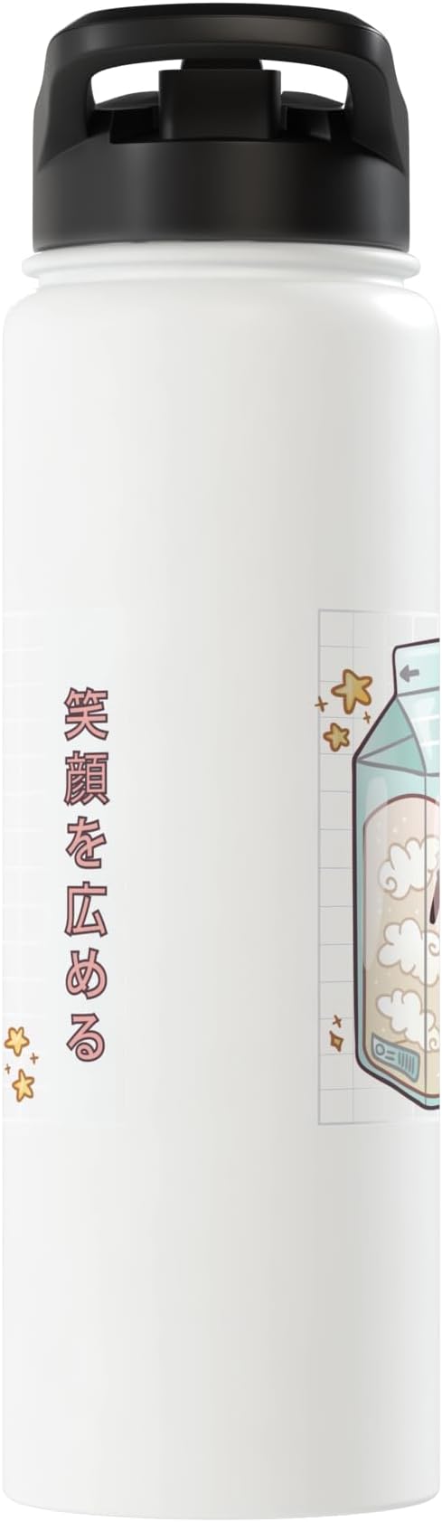 Japanese Kawaii Strawberry Milk Carton Vaporwave Grid Stainless Steel Insulated Water Bottle
