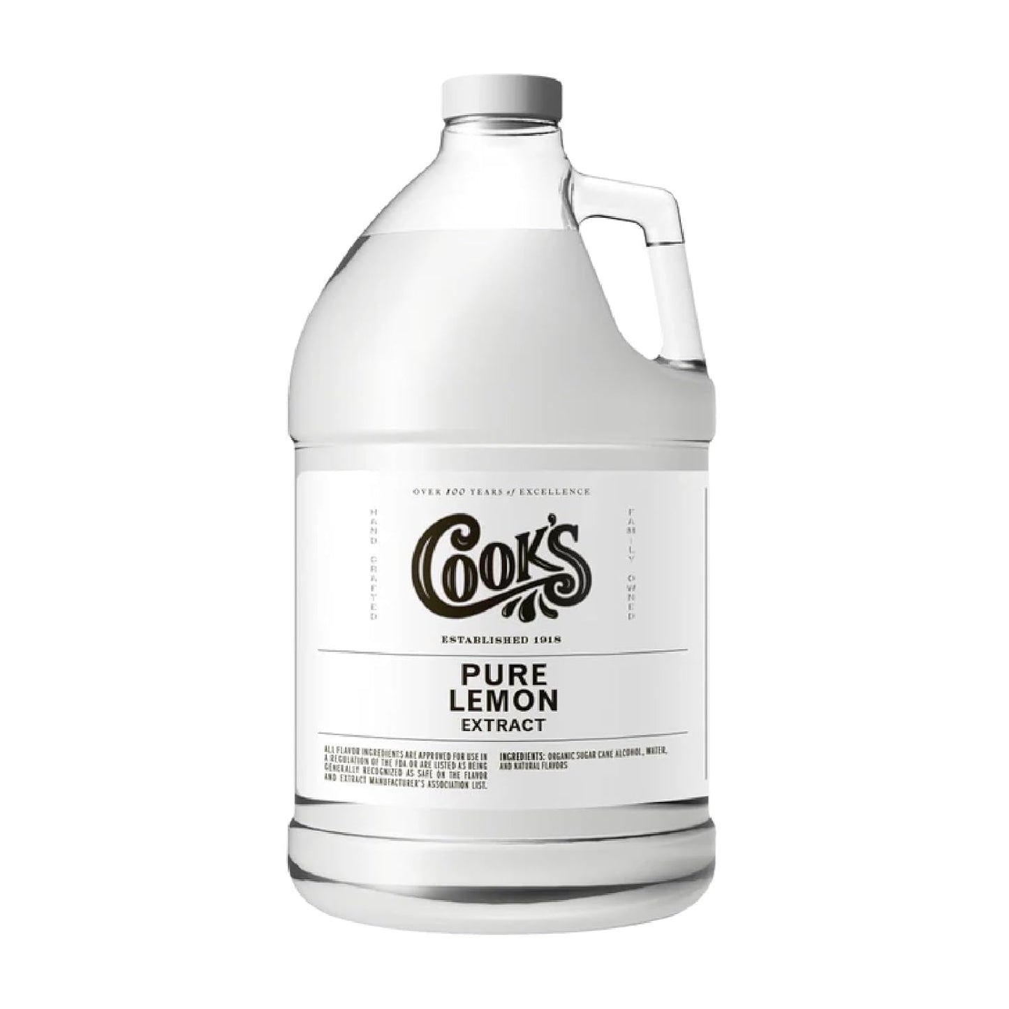Cook's Pure Lemon Extract, Premium Quality, Cold Pressed Lemon, Sugar Free, Gluten Free, Allergen Free, 128 Ounces (1 Gallon)