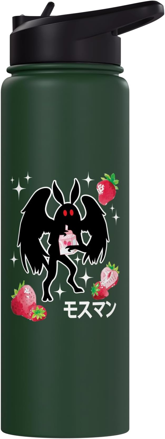 Mothman Kawaii Strawberry Milk Shake Carton Stainless Steel Insulated Water Bottle