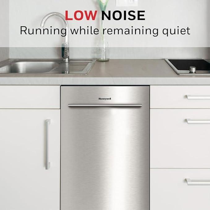 Honeywell 18-Inch Dishwasher with 8 Place Settings, 6 Washing Programs, Stainless Steel Tub, UL & Energy Star Certified, Stainless Finish
