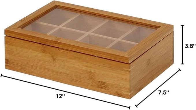 Oceanstar - TB1323 Oceanstar Bamboo Tea Box, 12 Inch, Natural
