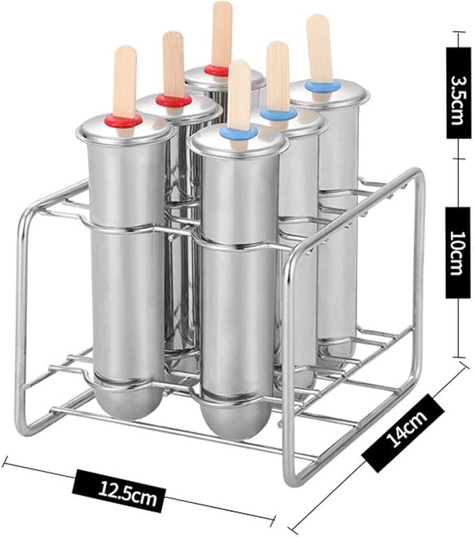 Joyeee Stainless Steel Popsicle Mold Popsicle Tray, Ice Cube Ice Pop Mold Ice Cream Maker Cakesicle Frozen Pop Tray Popsicles Maker Mold For Ice Candy Lolly Pops, Juice & Fruit Smoothies (Set of 6) #6